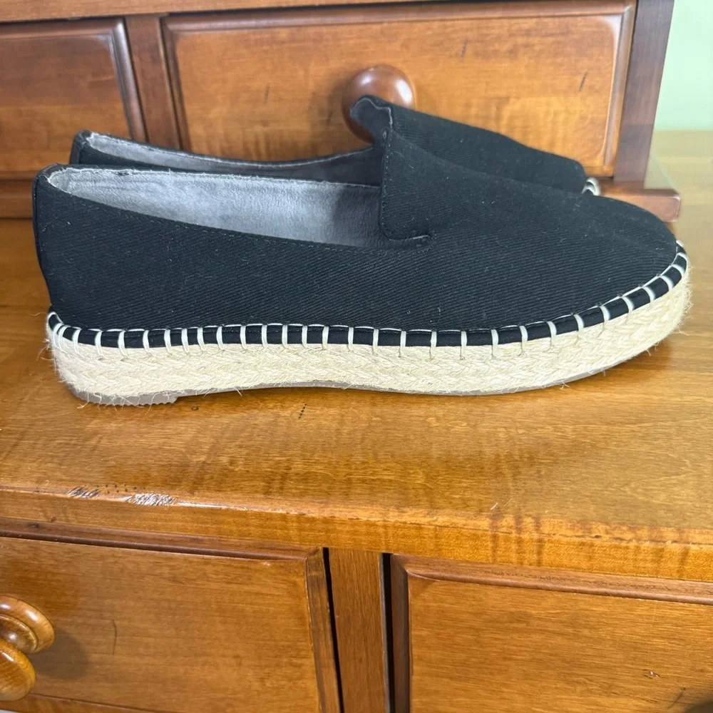 NEW Joie Cara‎ Black Canvas Espadrille Slip-On Flats woman 7.5 Comfort shoe